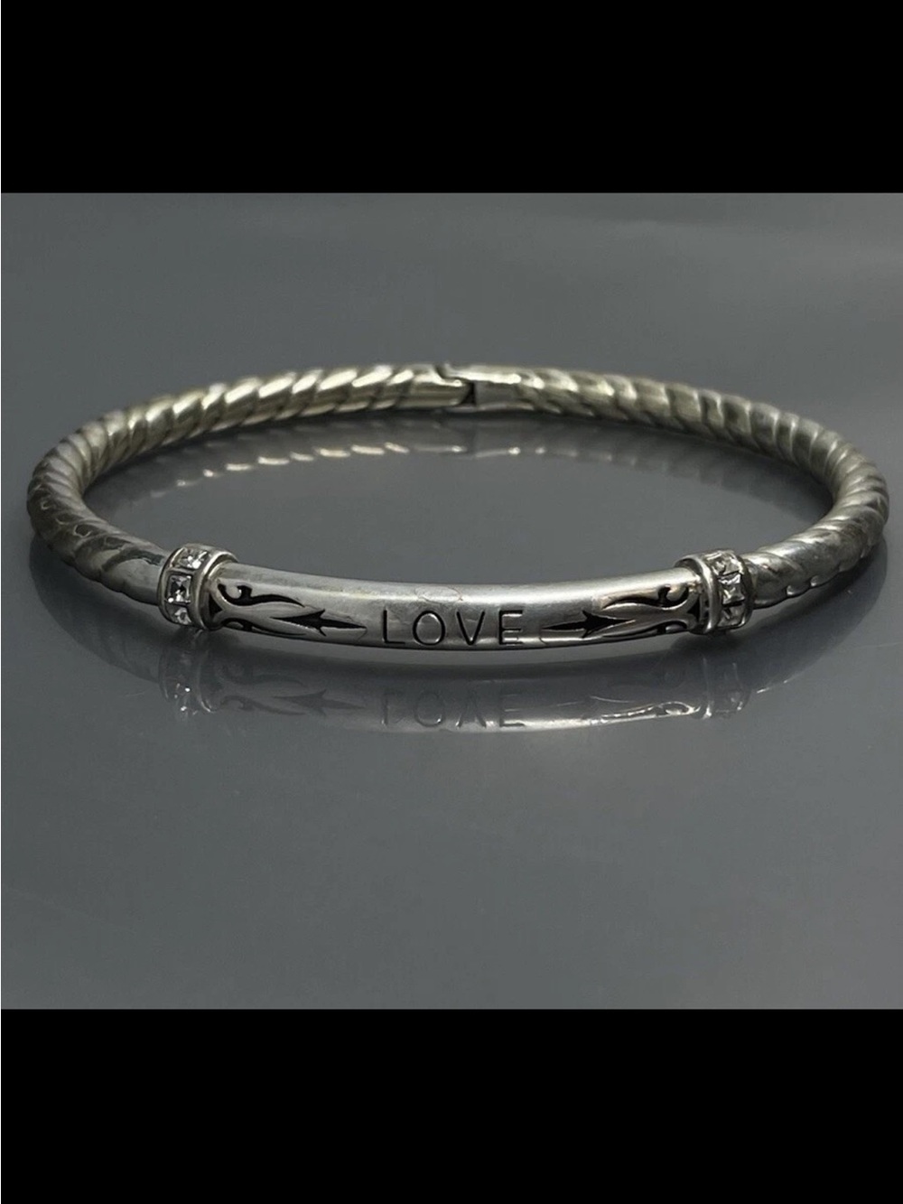 NWOT Brighton LOVE Engraved Silver-Tone Women's Bangle Bracelet